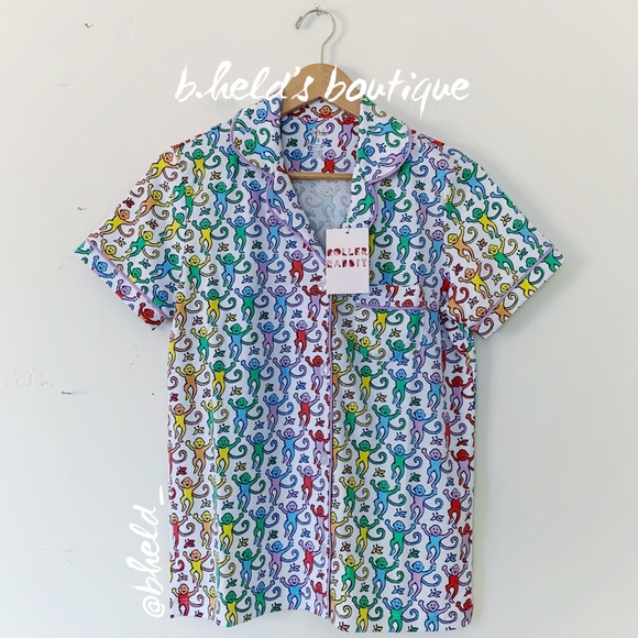 Roller Rabbit Disco Monkey Polo Pajamas in Rainbow Size Small S Brand New NWT - Picture 2 of 16